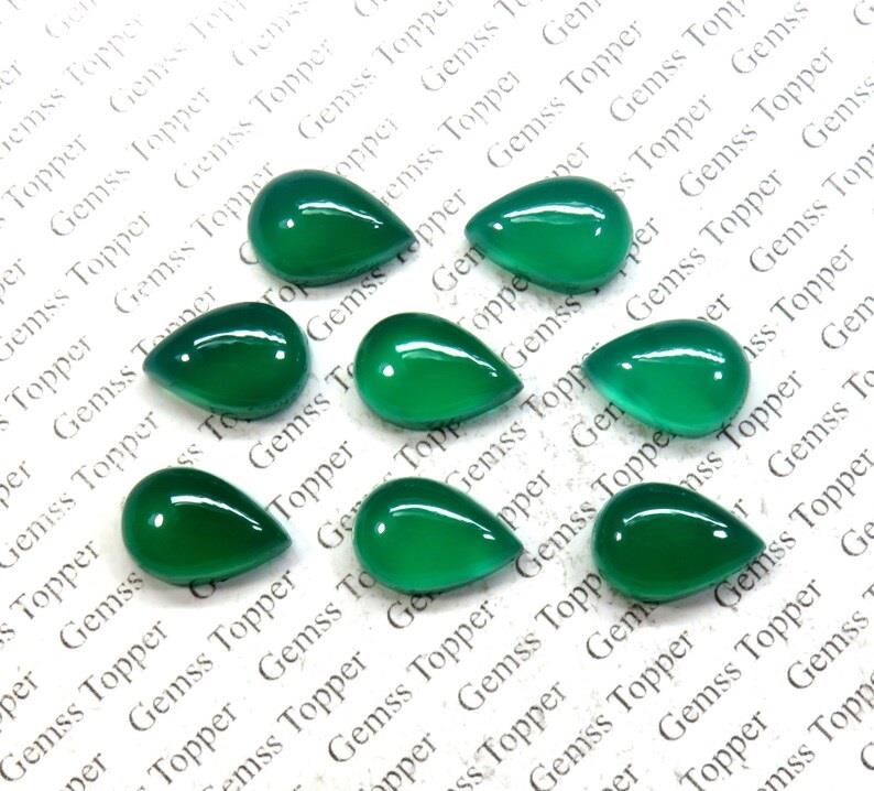 Green Chalcedony 4x6 mm Pear Cabochon
